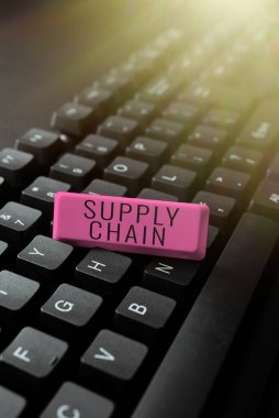 Hand writing sign Supply Chain, Business showcase System of organization and processes from supplier to consumer -48668
