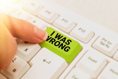 Conceptual caption I Was Wrong, Business approach Acceptance of a mistake error Giving an apology Failure -49185