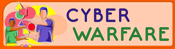 Text Caption Presenting Cyber Warfare Internet Concept Virtual War Hackers — Stockfoto