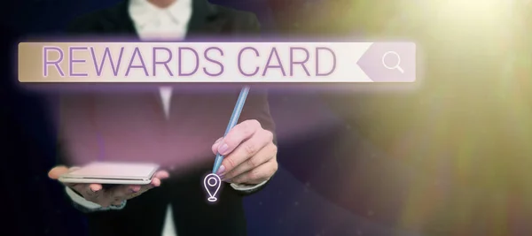 Writing Displaying Text Rewards Card Word Written Help Earn Cash — Stockfoto