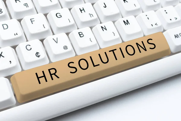 Hand Writing Sign Solutions Word Outsourced Human Resources Consultancy Support — 스톡 사진