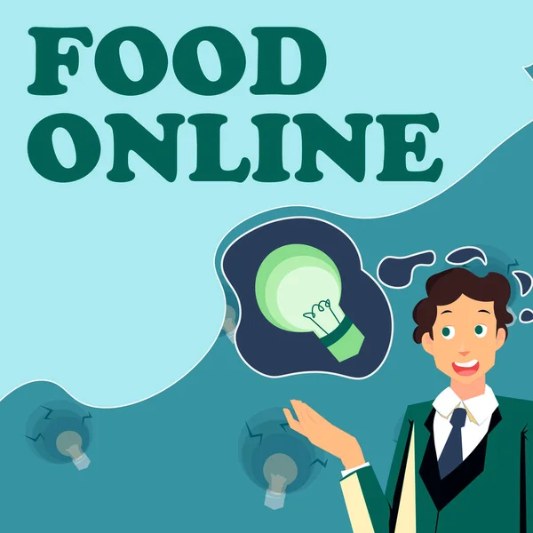 Text Sign Showing Food Online Word Asking Something Eat Using — Stockfoto