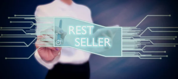 Text Sign Showing Rest Seller Business Approach One Feature Perceived — Fotografia de Stock