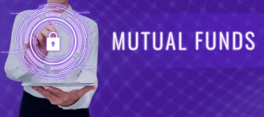 Text showing inspiration Mutual Funds, Word for An investment program funded by shareholders Individual Stocks Businessman in suit holding notepad symbolizing successful teamwork.