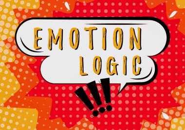 Text showing inspiration Emotion Logic, Word Written on Heart or Brain Soul or Intelligence Confusion Equal Balance Chat Box And Exclamation Marks Representing Online Messaging.