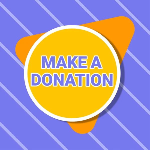 Text caption presenting Make A Donation, Word for Donate giving things not used any more to needed showing Blank Circular And Triangle Shapes For Promotion Of Business.