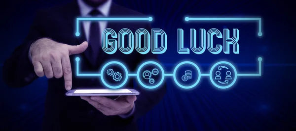 Text Showing Inspiration Good Luck Business Idea Positive Fortune Happy — ストック写真