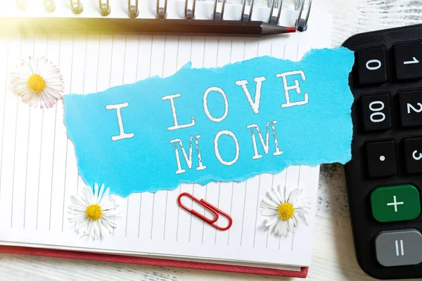 Inspiration Showing Sign Love Mom Word Written Good Feelings Mother — Foto Stock