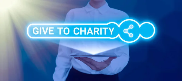 Hand Writing Sign Give Charity Business Idea Donate Giving Things — 图库照片