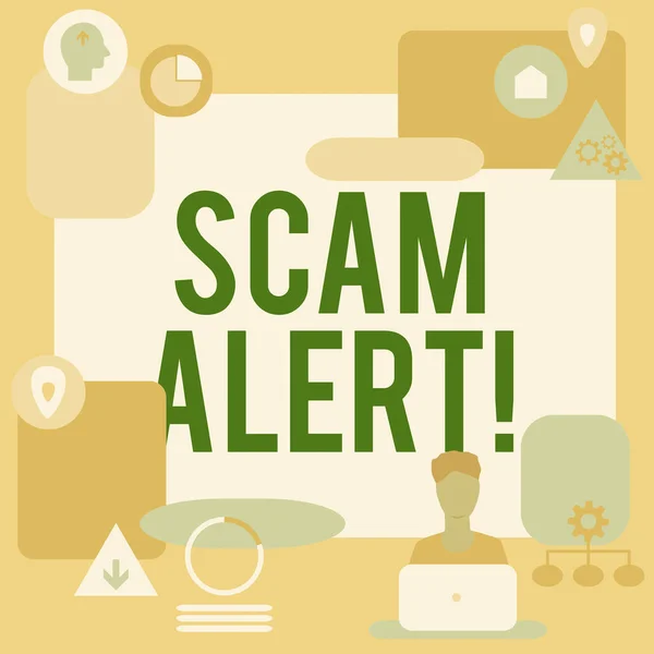 Handwriting Text Scam Alert Business Concept Warning Someone Scheme Fraud — Stock fotografie