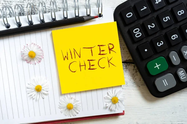 Text Showing Inspiration Winter Check Business Concept Coldest Season Maintenance — Fotografia de Stock