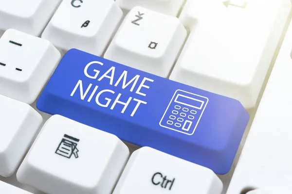 Hand Writing Sign Game Night Word Written Event Which Folks — Stockfoto