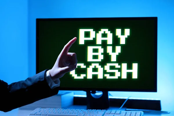 Λεζάντα Κειμένου Που Παρουσιάζει Pay Cash Internet Concept Πελάτης Που — Φωτογραφία Αρχείου