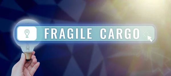 Conceptual Caption Fragile Cargo Word Written Breakable Handle Care Bubble — Fotografia de Stock