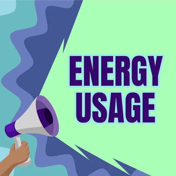 Sign Displaying Energy Usage Business Concept Amount Energy Consumed Used — Foto Stock