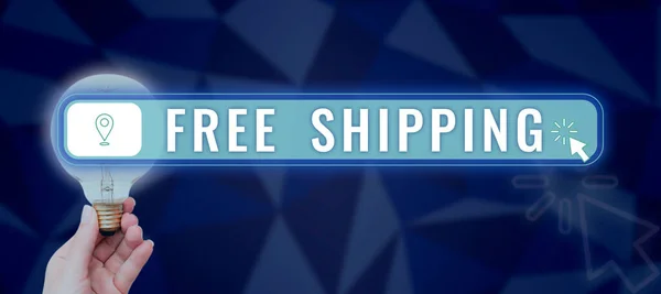 Sign Displaying Free Shipping Concept Meaning Freight Cargo Consignment Lading — Fotografia de Stock