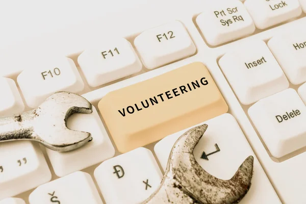 Text Caption Presenting Volunteering Word Provide Services Financial Gain Willingly — Fotografia de Stock
