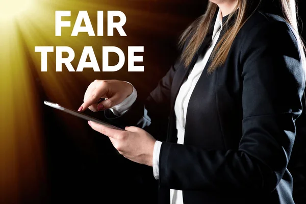 Writing Displaying Text Fair Trade Business Approach Small Increase Manufacturer — Stok fotoğraf