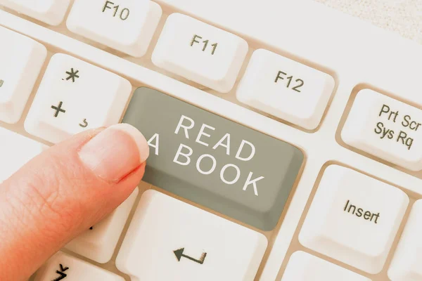 Writing Displaying Text Read Book Internet Concept Enjoy Literature Traditional —  Fotos de Stock