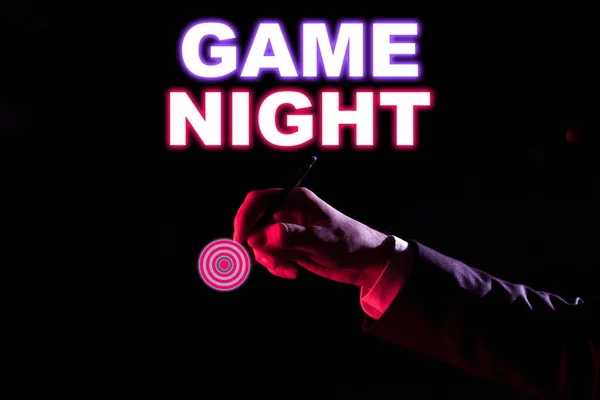 Handwriting Text Game Night Internet Concept Event Which Folks Get — Stockfoto