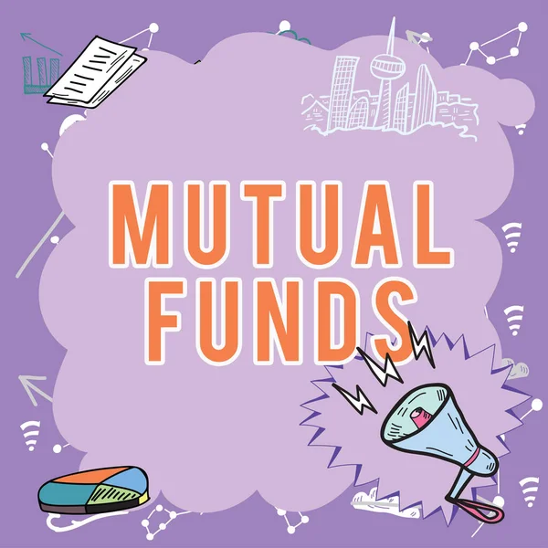 Текст Почерку Mutual Funds Internet Concept Інвестиційна Програма Фінансується Акціонерами — стокове фото