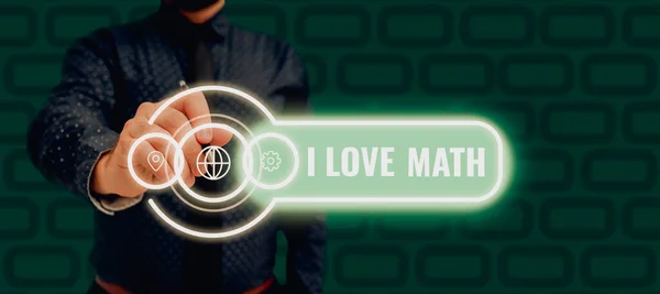 Вдохновение Показывая Знак Люблю Математику Интернет Концепция Много Делать Расчеты — стоковое фото