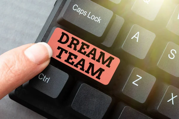Writing Displaying Text Dream Team Business Idea Prefered Unit Group — Stok fotoğraf