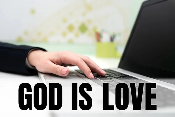 Handwriting Text God Love Business Concept Believing Jesus Having Faith —  Fotos de Stock