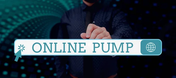 Handwriting Text Online Pump Business Approach Device Which Moves Liquid — Foto de Stock