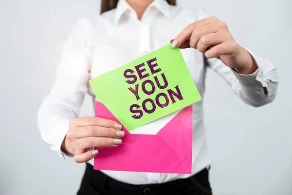 Text Caption Presenting See You Soon Word Written Farewell Meet — Stockfoto