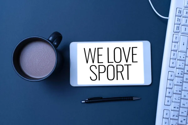 Hand Writing Sign Love Sport Word Written Lot Practicing Sports — Stock fotografie