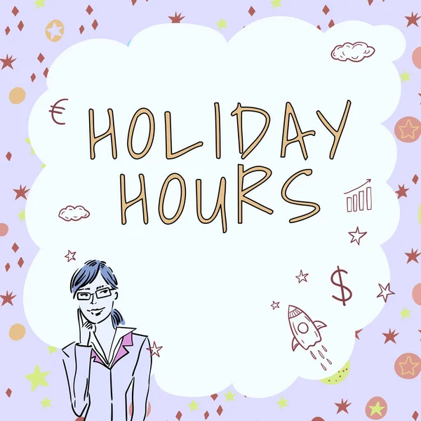 Text Sign Showing Holiday Hours Business Concept Schedule Or7 Half — Fotografia de Stock
