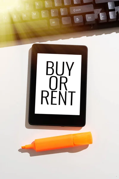 Writing Displaying Text Buy Rent Business Idea Doubt Owning Something — ストック写真