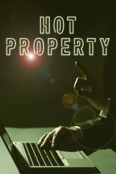 Text Sign Showing Hot Property Concept Meaning Something Which Sought — 图库照片