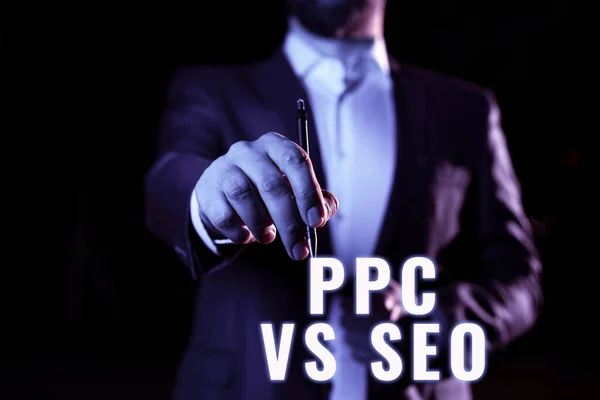 Text Sign Showing Ppc Seo Business Approach Pay Click Search — Foto Stock