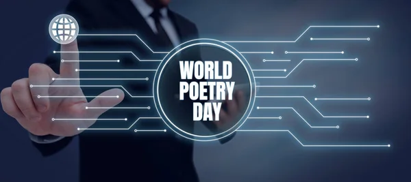 Sign Displaying World Poetry Day Business Overview Worldwide Literature Celebration — Stockfoto