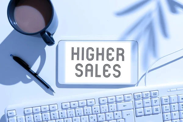 Text Showing Inspiration Higher Sales Business Approach Average Sold Products — Stock fotografie
