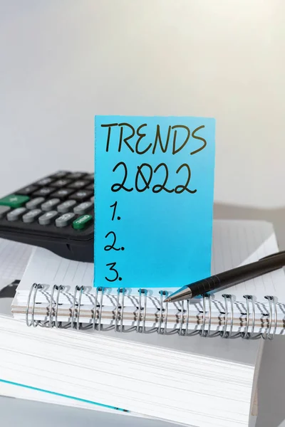 Writing Displaying Text Trends 2022 Business Approach Upcoming Year Prevailing — ストック写真