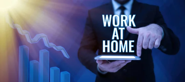 Text Sign Showing Work Home Business Approach Freelance Job Working — Fotografia de Stock