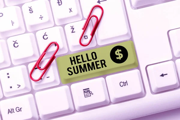 Conceptual Caption Hello Summer Business Showcase Welcoming Warmest Season Year — Photo