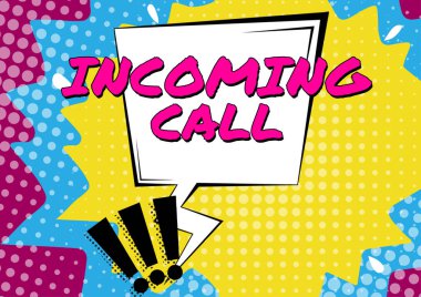 Hand writing sign Incoming Call, Concept meaning Inbound Received Caller ID Telephone Voicemail Vidcall Blank Thought Bubble In Thunderstorm Shape For Online Messaging.