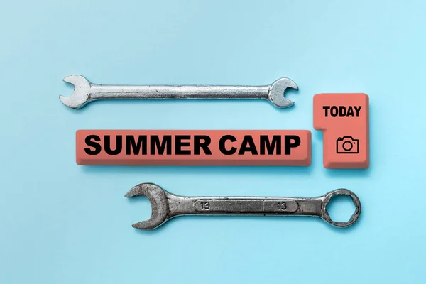 Sign Displaying Summer Camp Conceptual Photo Supervised Program Kids Teenagers — Fotografia de Stock