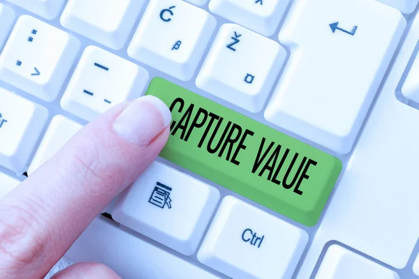 Text Caption Presenting Capture Value Business Overview Customer Relationship Satisfy — Stockfoto