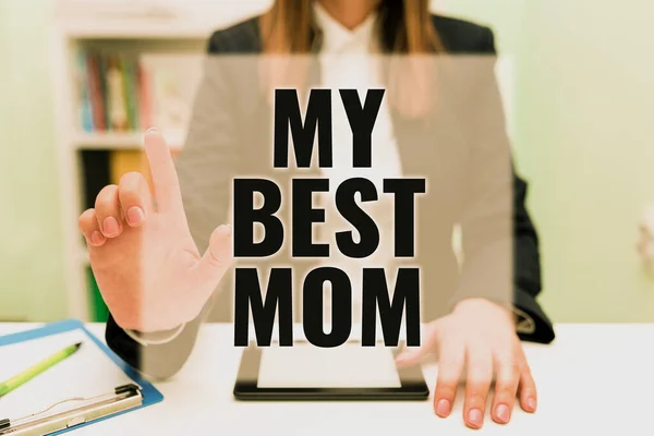 Writing Displaying Text Best Mom Concept Meaning Admire Have Affection — Fotografia de Stock