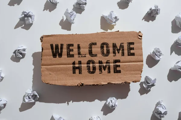 Sign Displaying Welcome Home Conceptual Photo Expression Greetings New Owners — 스톡 사진
