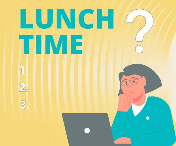Hand Writing Sign Lunch Time Business Showcase Meal Middle Day — 스톡 사진