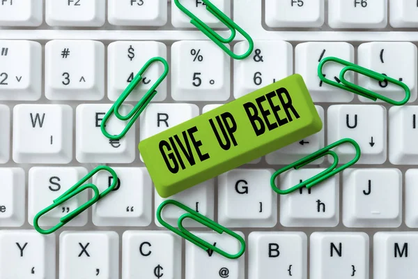 Text Showing Inspiration Give Beer Internet Concept Stop Drinking Alcohol — Stock Photo, Image