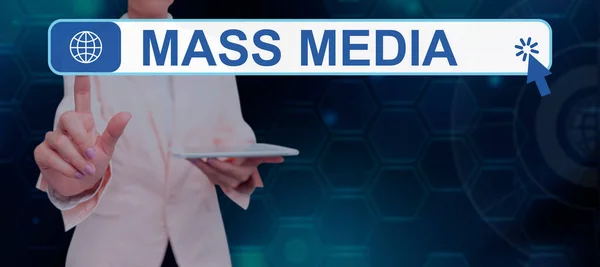 Conceptual Display Mass Media Business Concept Group Showing Making News — Foto Stock