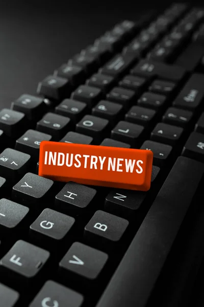 Sign Displaying Industry News Business Showcase Technical Market Report Manufacturing — Stock Fotó