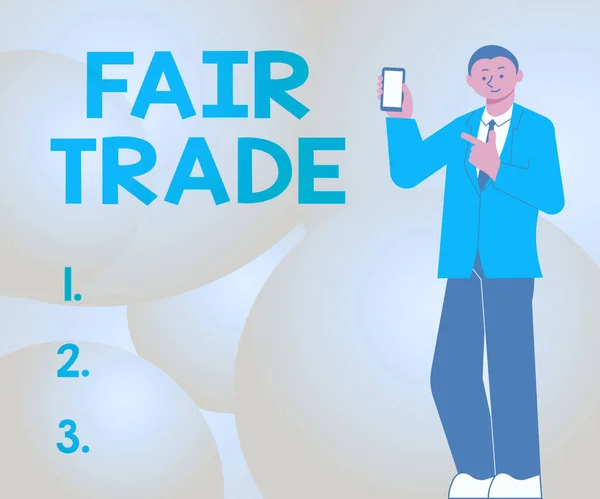 Text Sign Showing Fair Trade Internet Concept Small Increase Manufacturer —  Fotos de Stock
